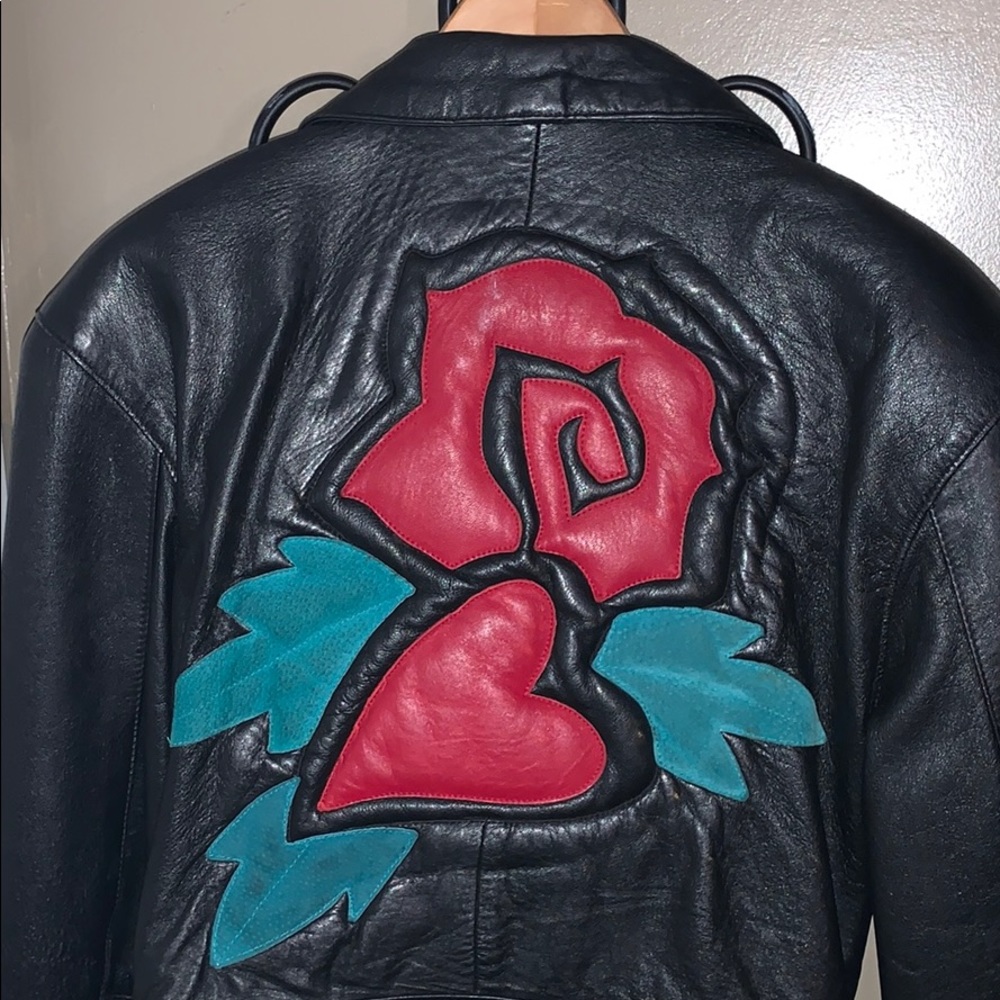 Genuine leather motorcycle jacket.